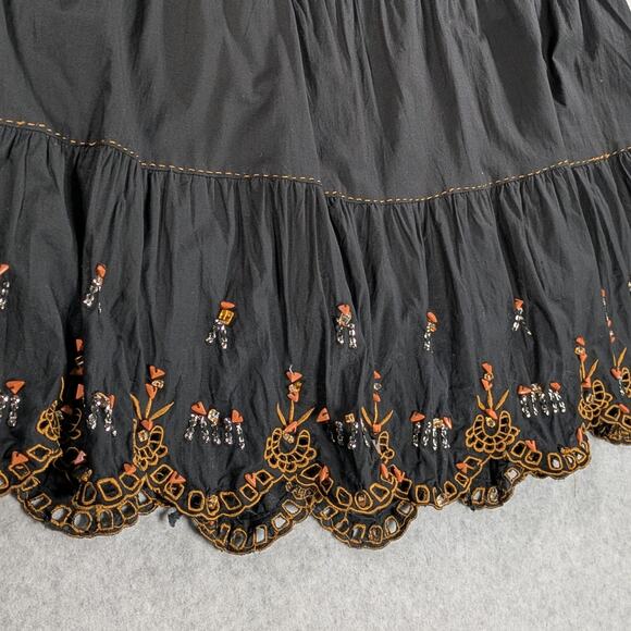 Millenium Skirt M Black Midi Embroidered Beaded Paneled Boho Festival - Picture 11 of 11